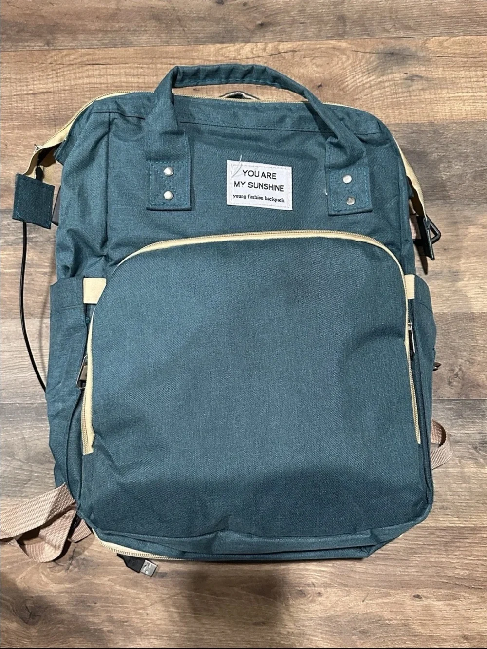 You Are My Sunshine Teal Baby Backpack Diaper Bag